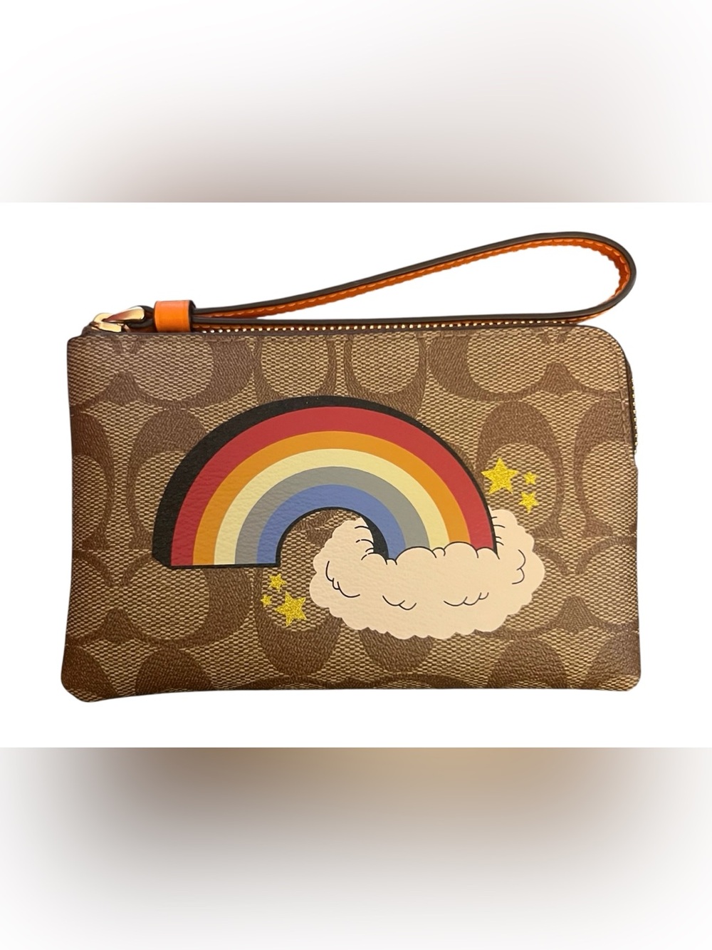 Coach Corner Zip Wristlet w/ Rainbow, NWOT